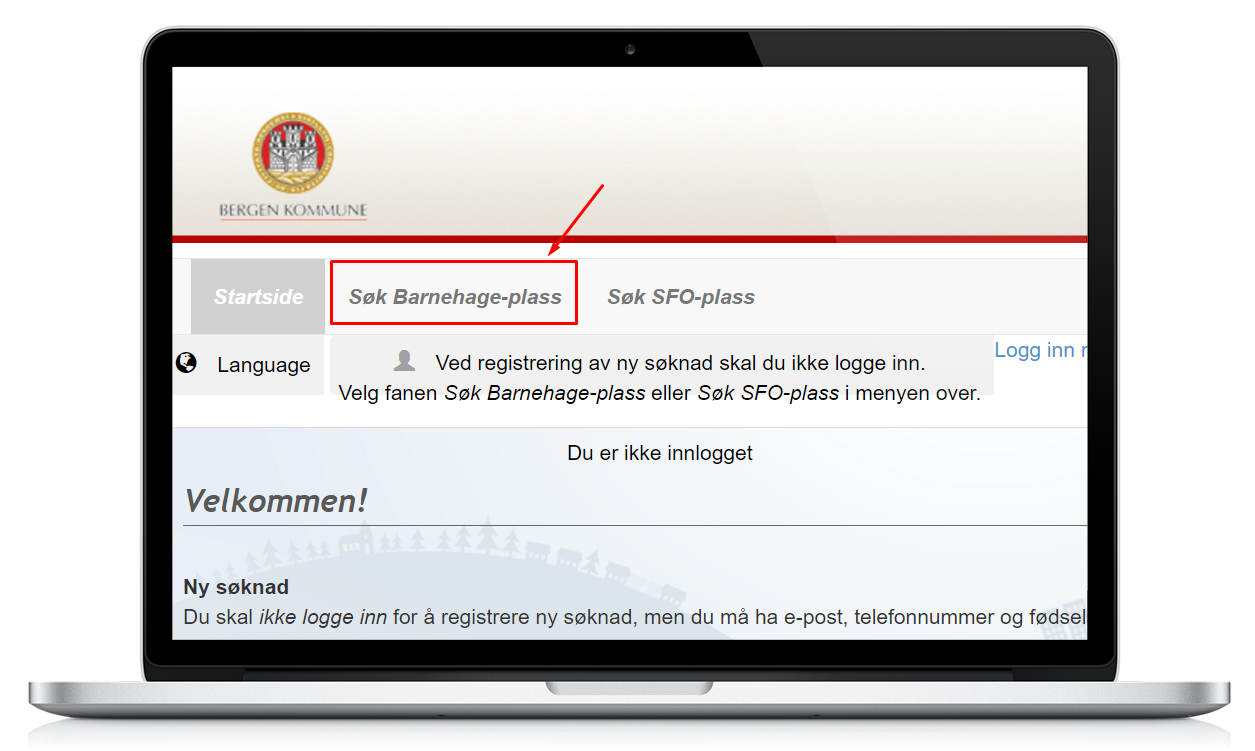 Søk Barnehageplass steg 1