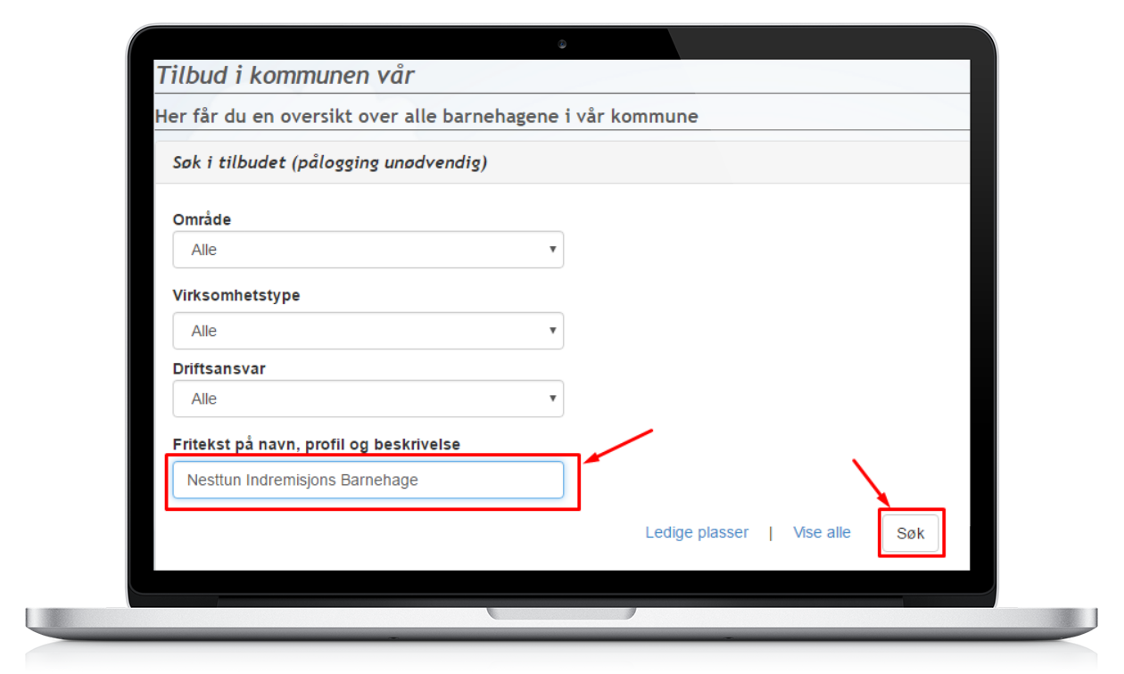 Søk Barnehageplass steg 2